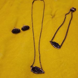Kendra Scott Brown Druzy Set - Necklace, Bracelet and Studs